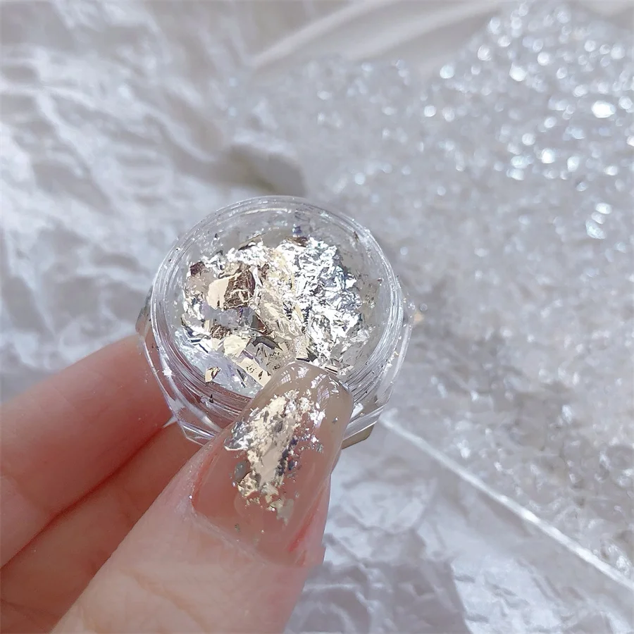 Ultra Bright Ultra-Thin Silver Powder Flakes Nail Glitter Sequins Nails Manicure Holographic Glitter DIY Chrome Mirror Powder