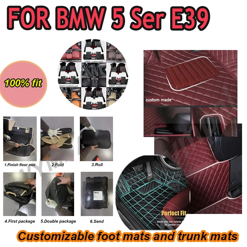 

LUXURY Car Floor Mats For BMW 5 Series E39 1996~2003 Rugs Protective Pad Luxury Leather Mat