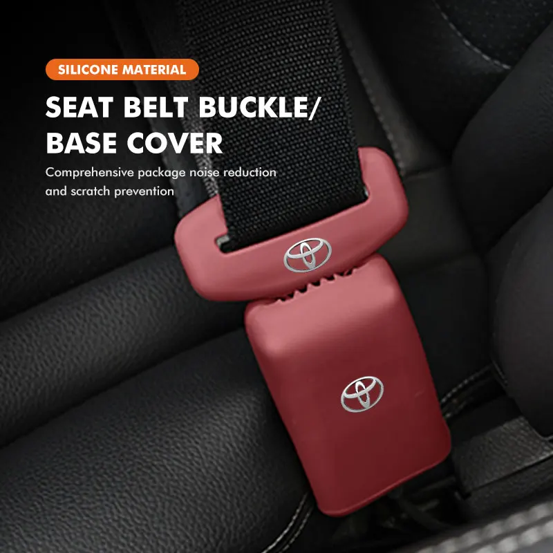 2Set Car Seat Belt Buckle Silicone Anti-scratch Protective Cover For Toyota 4Runner Verso Venza Highlander Aqua Vios Mirai Hilux