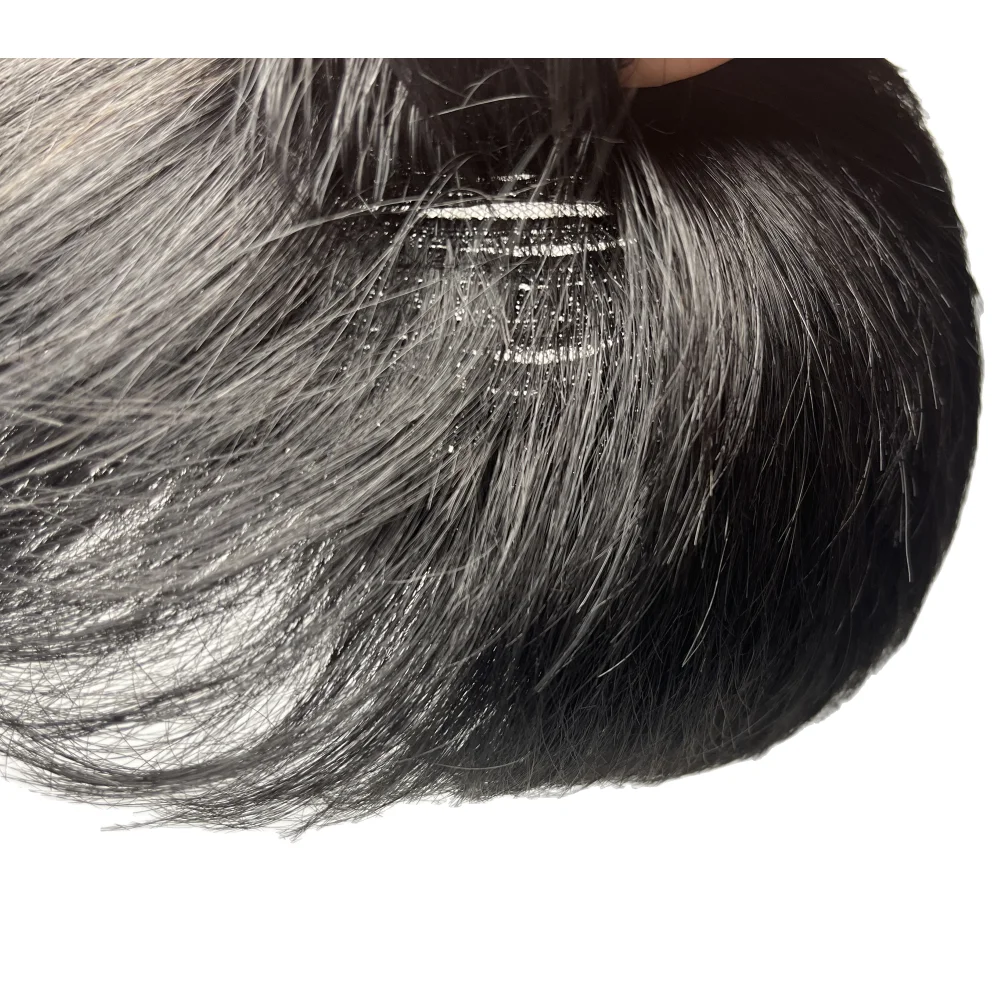 100% Natural Human Hair Toupee with 4 Clips on Short Hair Replacement System Prosthetic Men\'s Wig Male Pieces For Men Baldness