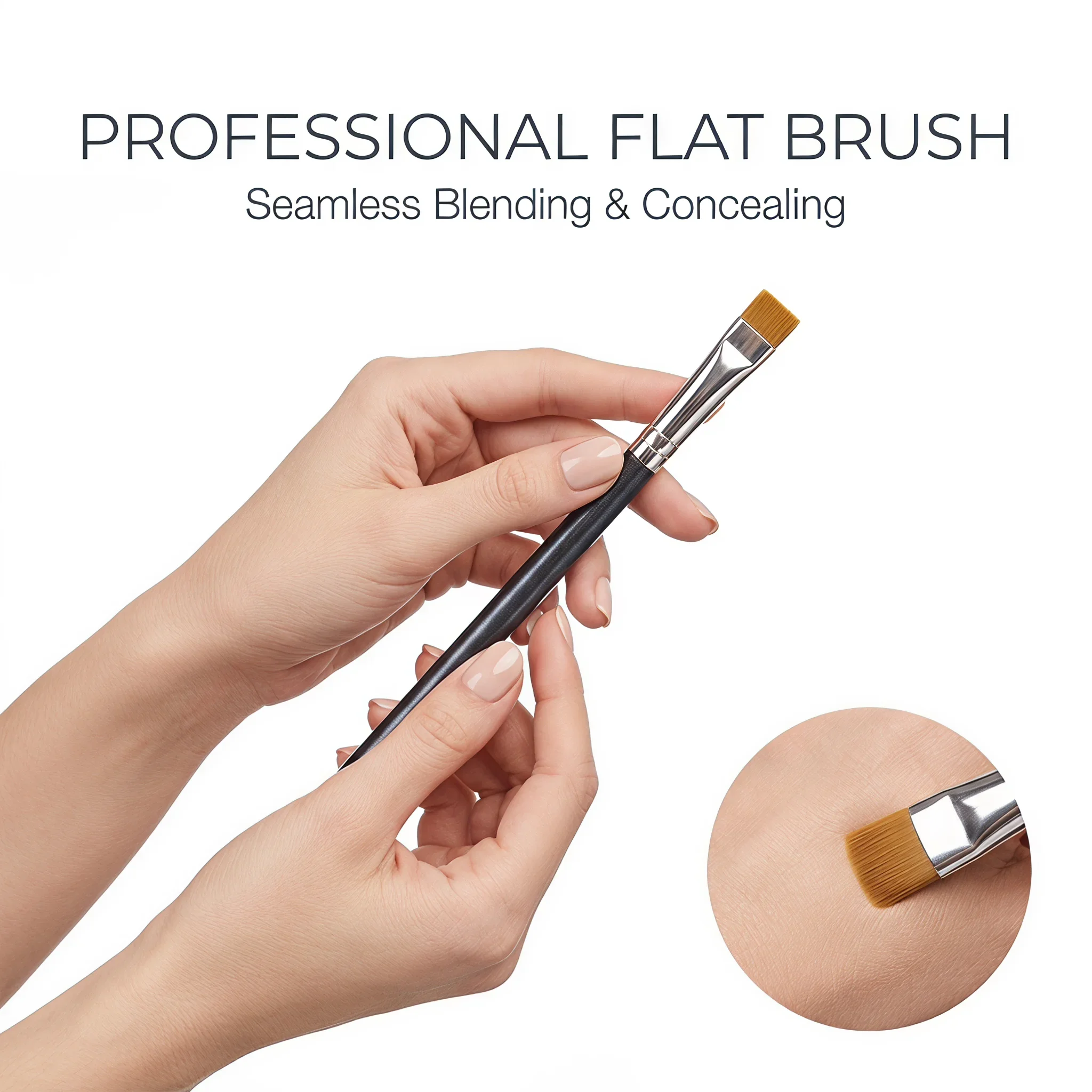 Flat Concealer Eyebrow Brush, Ultra Thin Synthetic Bristle Flat Eyeliner Brow Contour Precision Beauty Makeup Tool