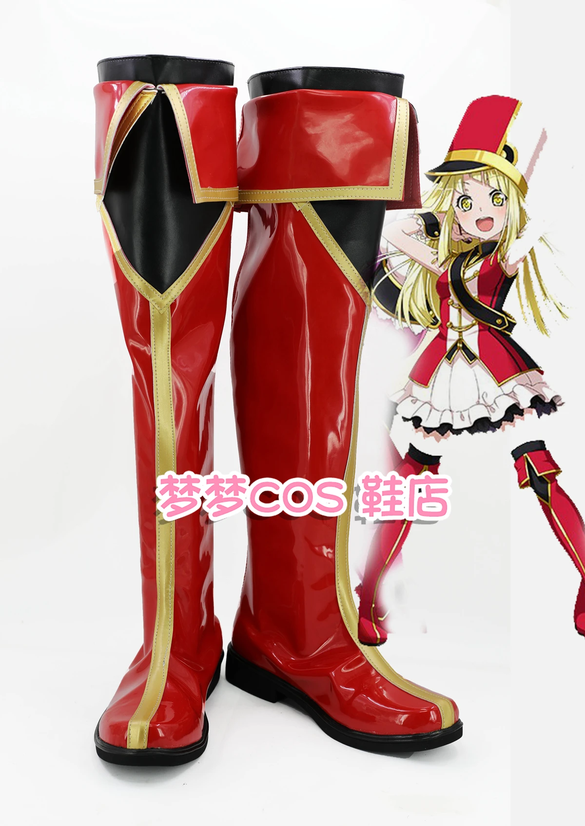 

BanG Dream Hello, HappyWorld! Kokoro Tsurumaki Seta Kaoru Cosplay Shoes Boots Anime Halloween Carnival Red Boots