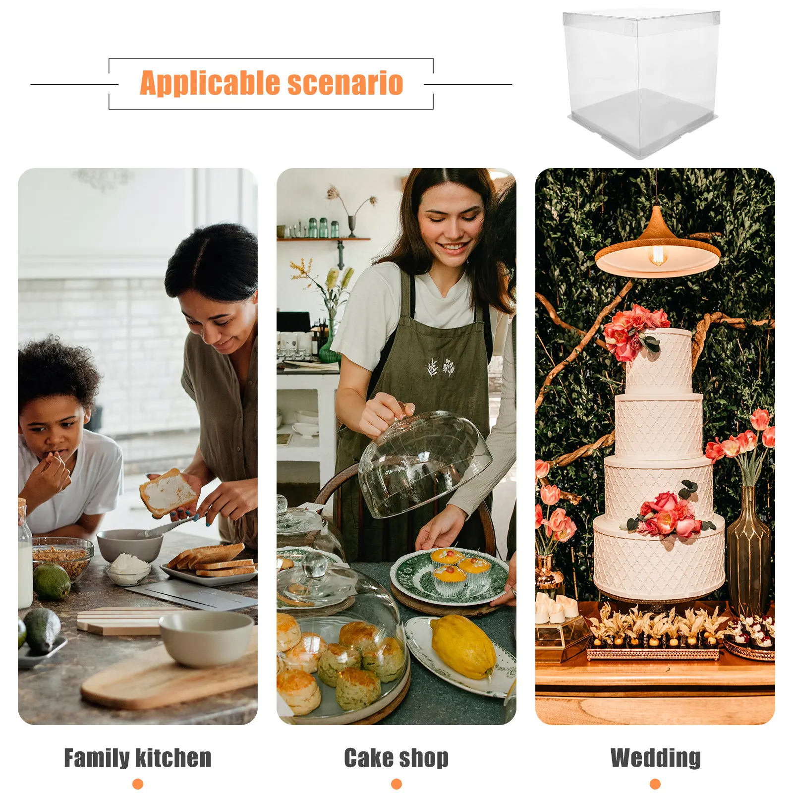 Transparent Cake Boxes 2 Pack Thick PET Oil Proof Waterproof UV Resistant Clear Birthday Cake Packaging