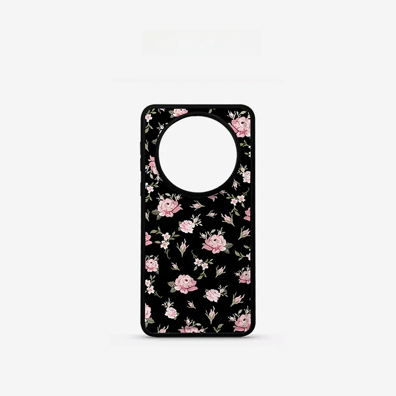 

QX Chic Floral Rose Leather Pattern Mate60 pro Phone Case Women's Stylish Retro High Quality Protective Cover Sweet Cool
