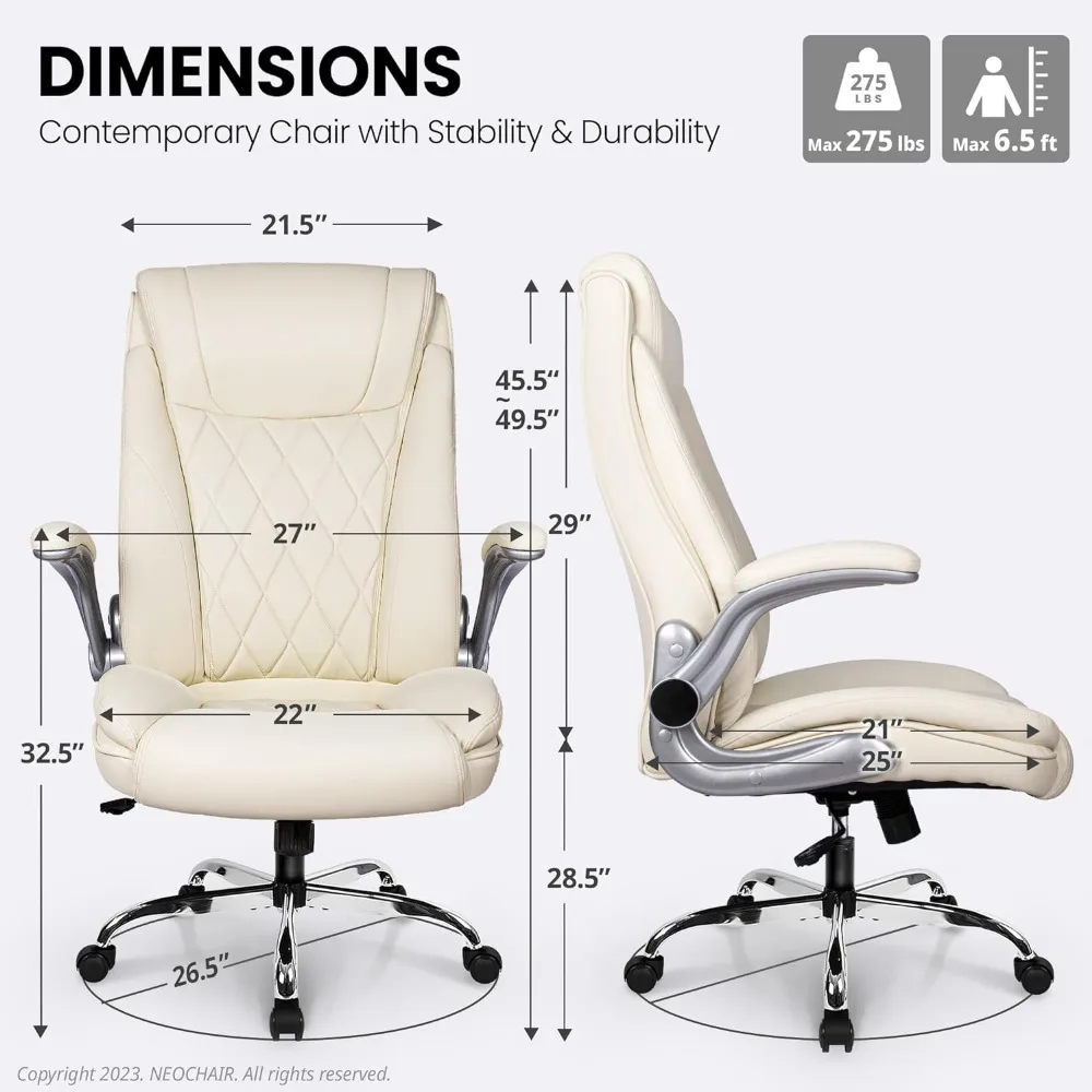 NEO CHAIR sedia da ufficio Computer schienale alto braccioli ribaltabili regolabili sedia da scrivania ergonomica Executive pelle PU cucita con diamanti