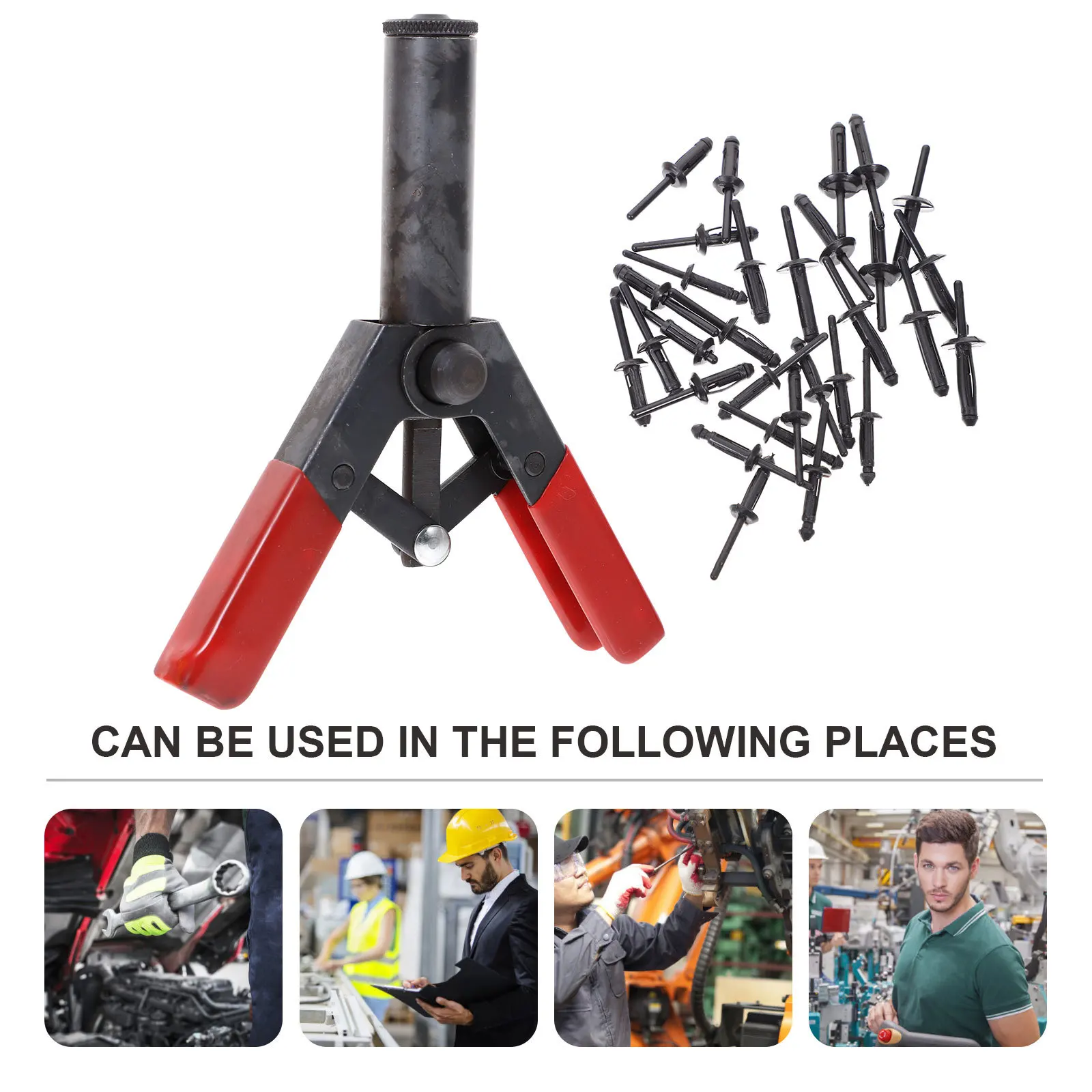 1Set Mini Riveter Gun Ergonomic Core-Pulling Machine Black Poly Rivet Kit Suitable for Automotive Trim Door Panel Fastening