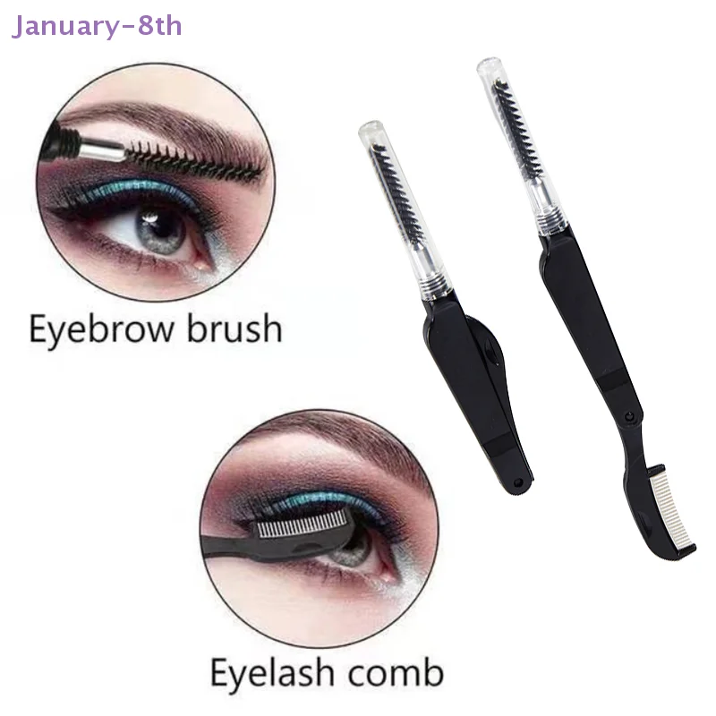 Peigne à double tête en acier inoxydable pour les cils, peigne pour les sourcils, brosse à mascara, baguettes à cils, outils de maquillage, usage touristique