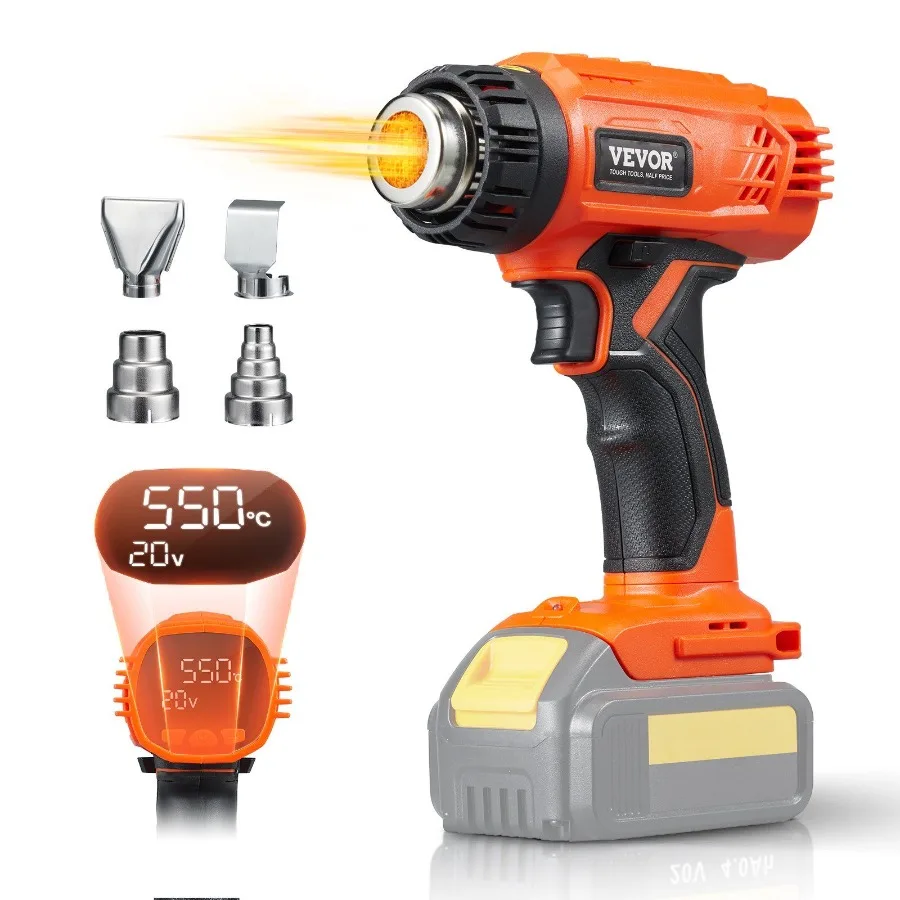 

Cordless Heat Gun Hot Air Gun with LCD Display MultiLevel Temp 4 Nozzle