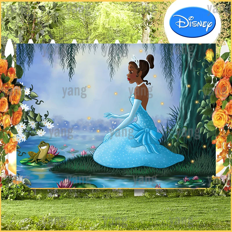 Lotus Disney Princess and The Frog Backdrop Tiana Party Photography Background Baby Shower Girl Birthday Cake Banner Decoration