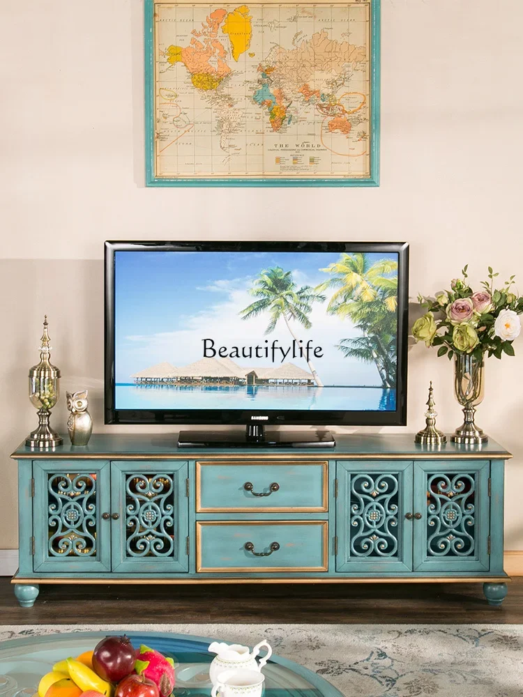

LXMediterranean style TV cabinet Living room home floor TV cabinetSSS