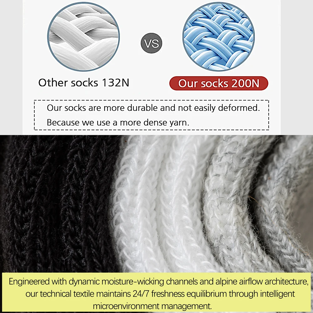 3 Paar Baumwoll-Zehensocken für Herren, atmungsaktiv, getrenntes Zehen-Design, schwarz-weiße Crew-Socken, geruchshemmend, bequeme Alltagssocken – Detail 6