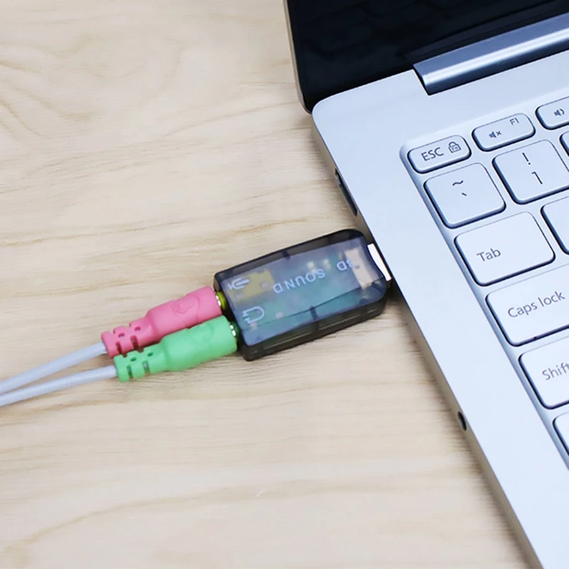 USB sang 3.5mm Chuyển Đổi Âm Thanh USB 2.0 sang Aux Mic Nghe Bên Ngoài 3D Card Âm Thanh HFR8103 Chip cho PC