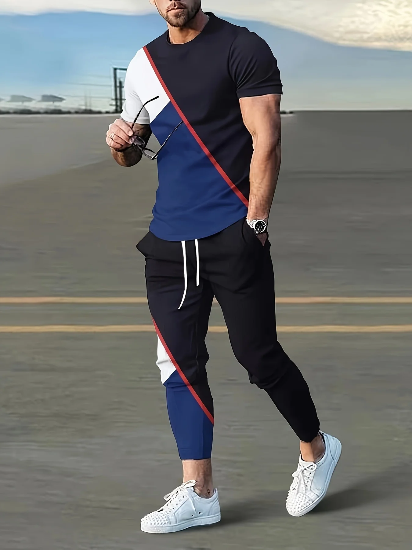 

The new men's set for summer 2025 3D printed casual comfortable and fashionable outdoor sportswear