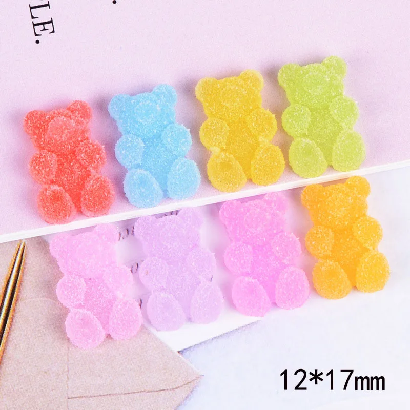 20Pcs Simulation Bear Candy Flat back Resin Cabochon Kawaii Fake Food Hair Bow Center DIY Scrapbooking Embellishment Decor Craft