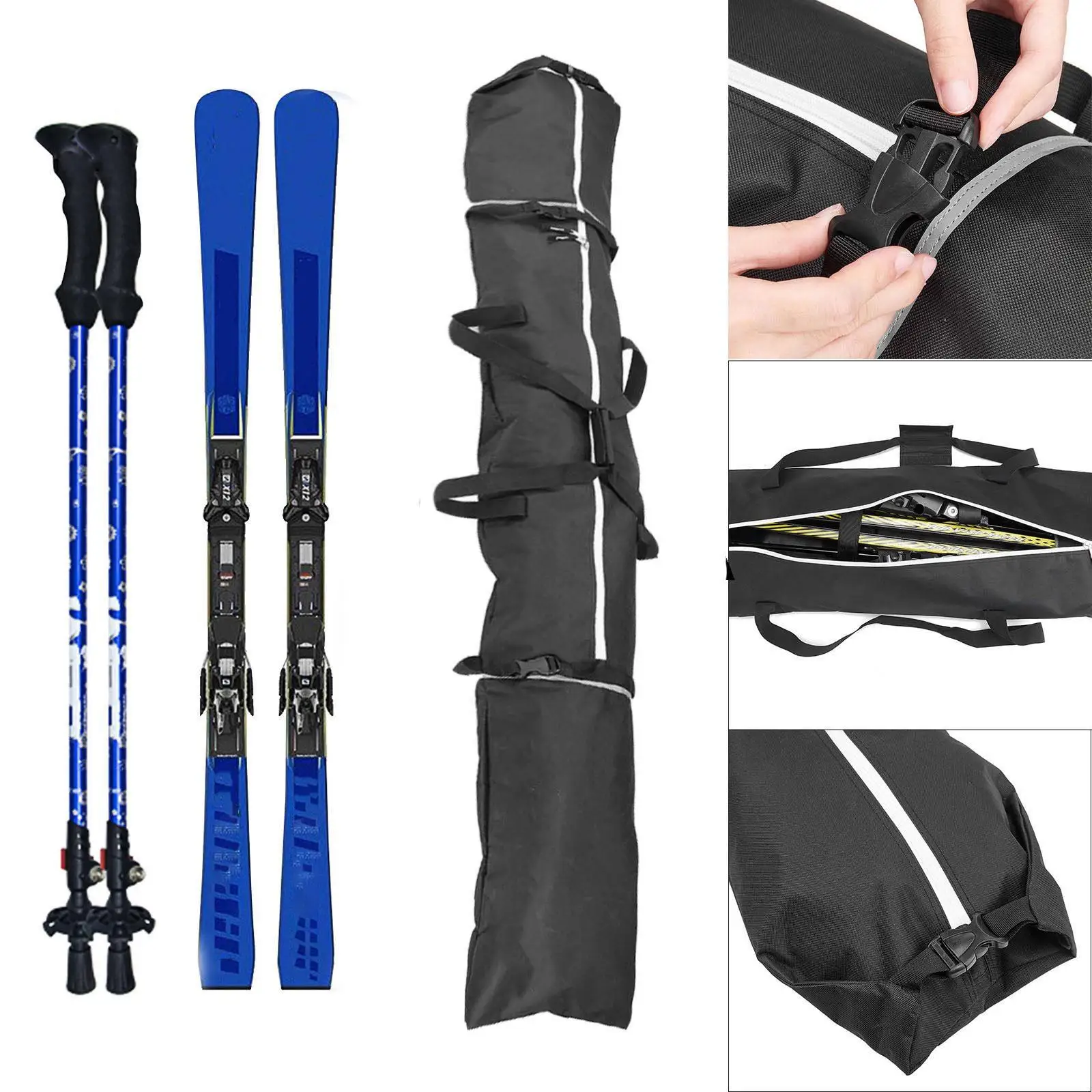 

Износостойкая сумка для лыж из водонепроницаемого оксфордского полиэстера, вместительный органайзер для лыж длиной до 200 см, для использования на открытом воздухе