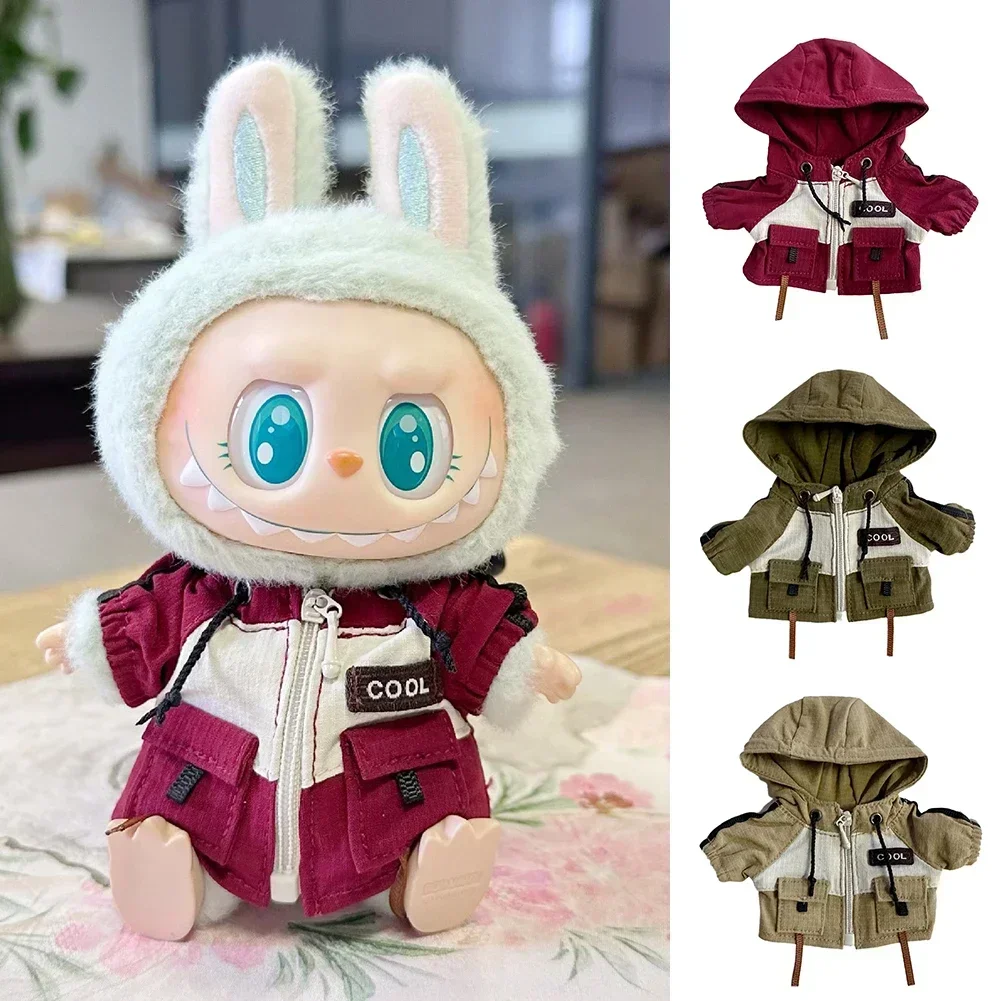 For Korea Kpop Exo Labubu Idol Trendy Cool Tooling Pocket Clothing Gift 17cm Mini Plush Doll'S Clothes Outfit Accessories