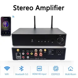 Emiuzek WA60 60W*2 ESS9023 WiFi and HiFi Stereo Class D Digital Multiroom Amplifier with Tadil Airplay Equalizer Free App