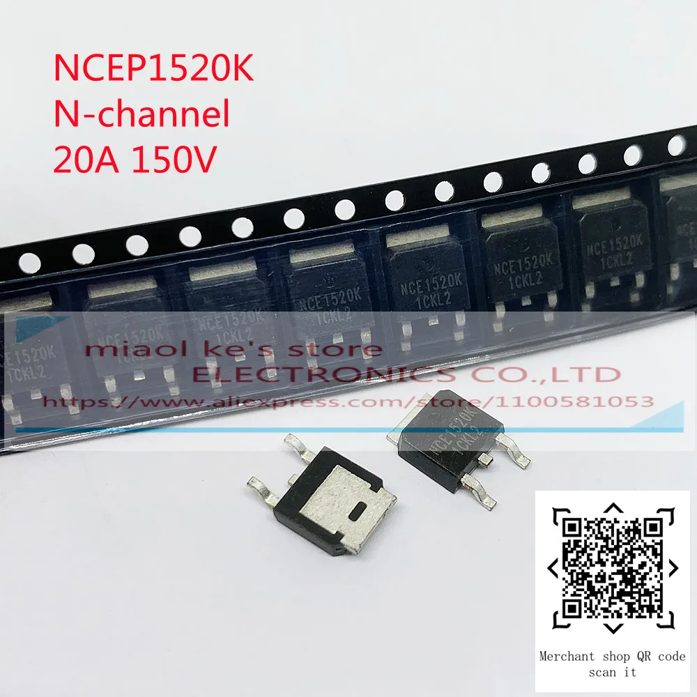 [10pcs]100%New Original: NCEP1520K NCE1520K - 20A 150V SMD TO-252 N-channel MOS transistor advantage in stock