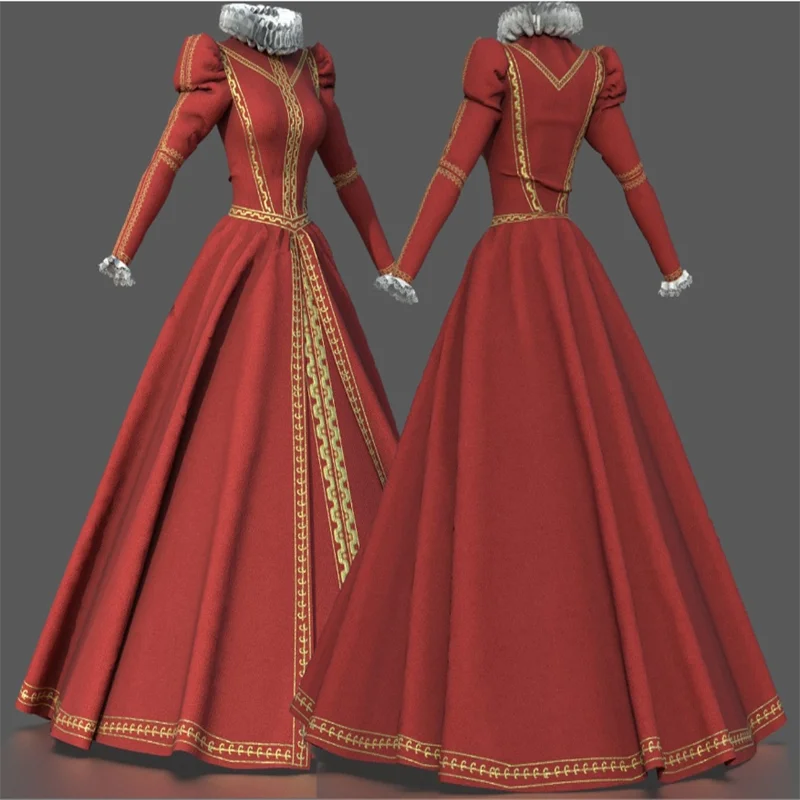 Robe médiévale Tudor reine élisabéthain rouge Baroque Renaissance robe de bal de mariage duchesse historique