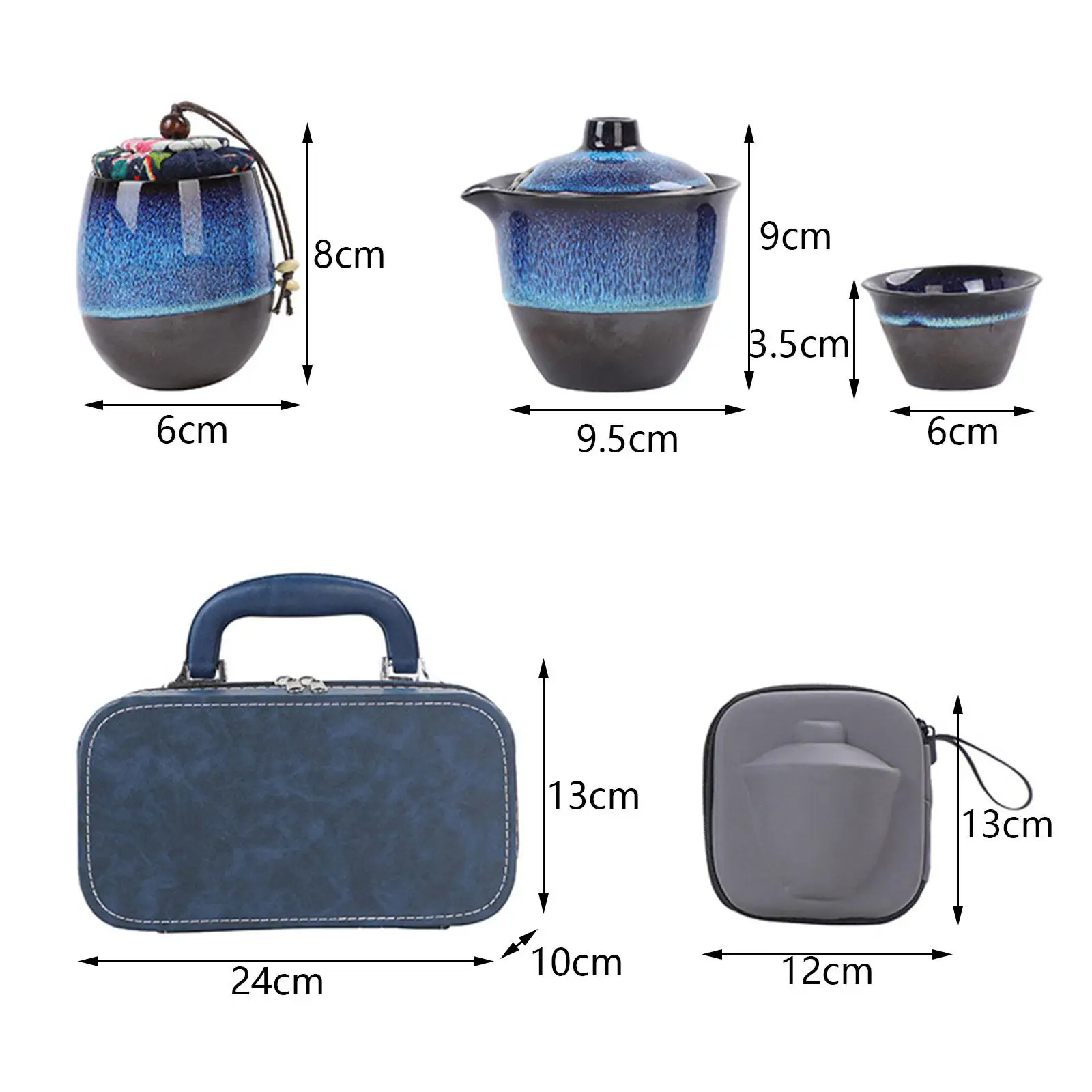 Modern Chinese Porcelain Tea Set with Infuser Teapot and Three Cups for Loose Leaf Tea on the Go