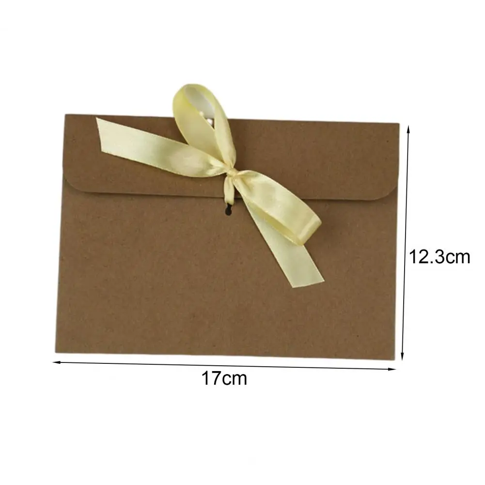 10Pcs/Set Bow Tie Envelopes Ribbon with Bow Gift Paper European Style Kraft Paper Envelope Party Invitation Card Bag