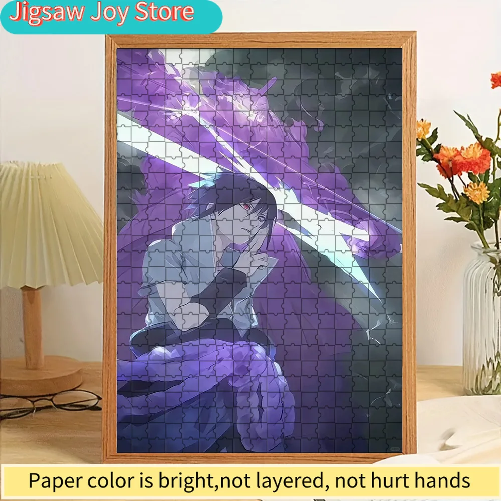 

Пазл-головоломка с изображением Саске Учихи из аниме Наруто, с мечом Сусаноо и фиолетовой чакрой, премиум-качество, высококачественная печать, гладкие детали без заусенцев.