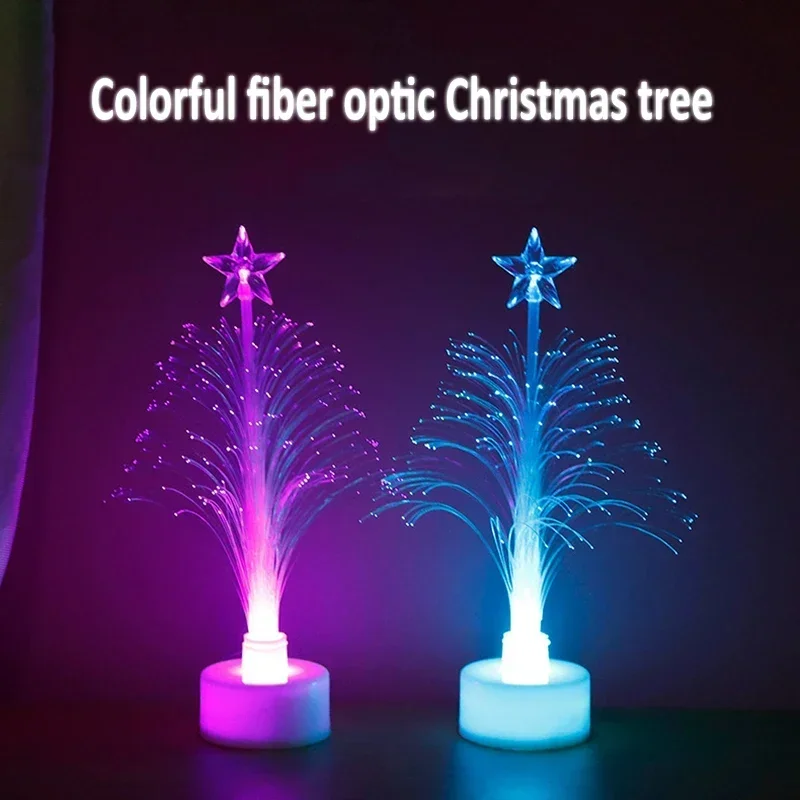

3/1pcs Mini Flashing LED Christmas Tree Colorful Fiber Optic Christmas Tree Night Light Home Party Decorations Romantic Gifts
