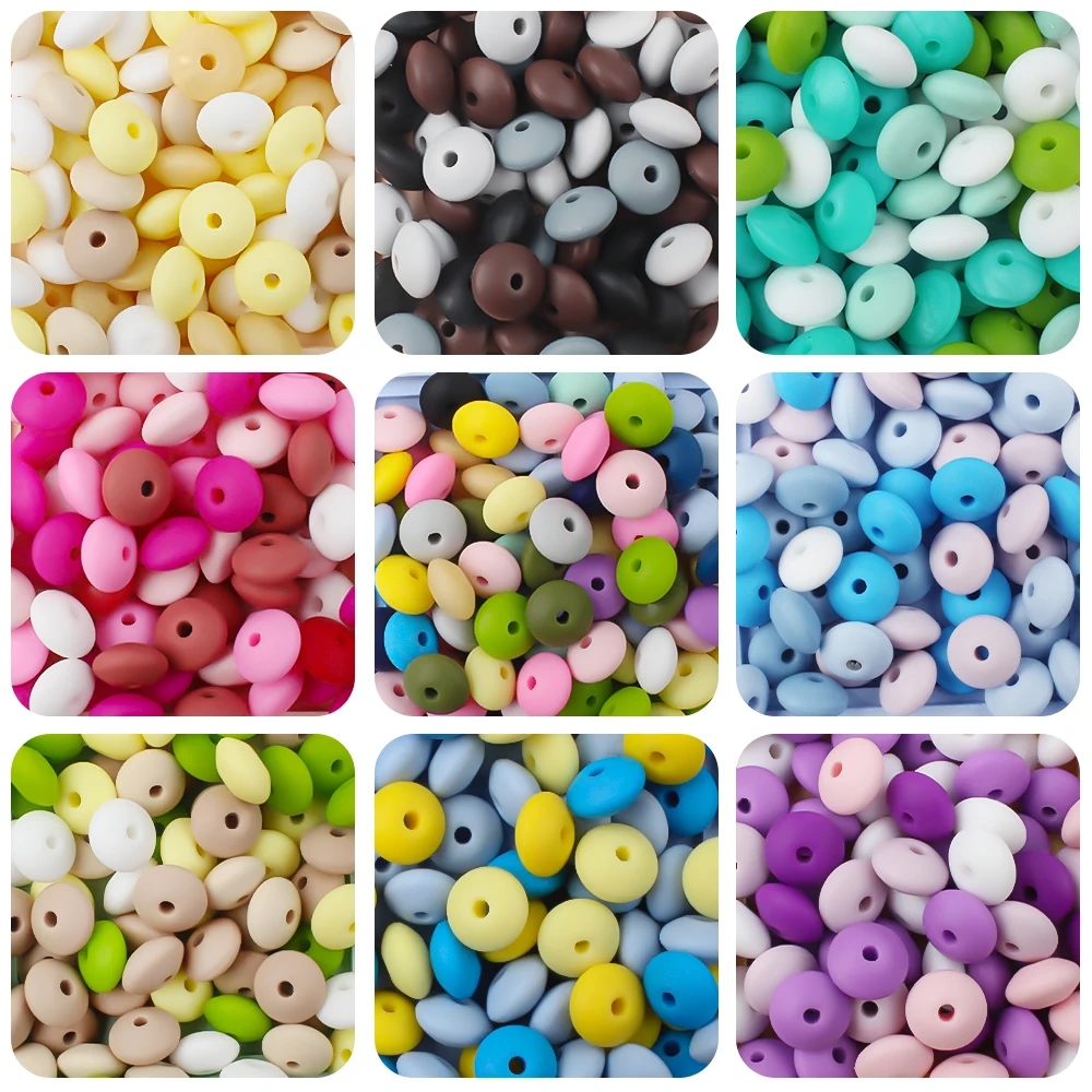 20/50/100pcs 12mm Lentil Silicone Beads for Creative Gifts Pen Decor Jewelry Making DIY Necklace Bracelet Chain Keychain Toys