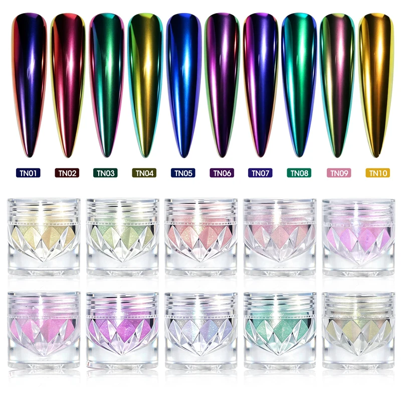 Chameleon MirrorNail Powder Magic Mirror Chrome Pigment Dust Aurora Holographic Glitter Powder DIY Manicure Nail Art Accessories