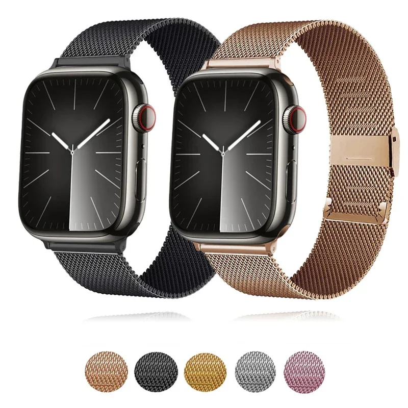 Cinturino milanese per cinturino Apple watch 44mm 40mm 45mm 41mm 49mm 42mm 46mm braccialetto con fibbia serie iWatch 10 9 7 8 6 5 se 4 3 ultra 2