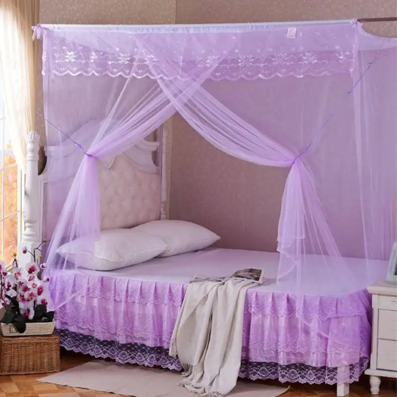 

Vintage Style Mosquito Net Single Door Bedroom Bed Canopy Breathable Polyester Fabric Dustproof Top Double Person Bed Curtain