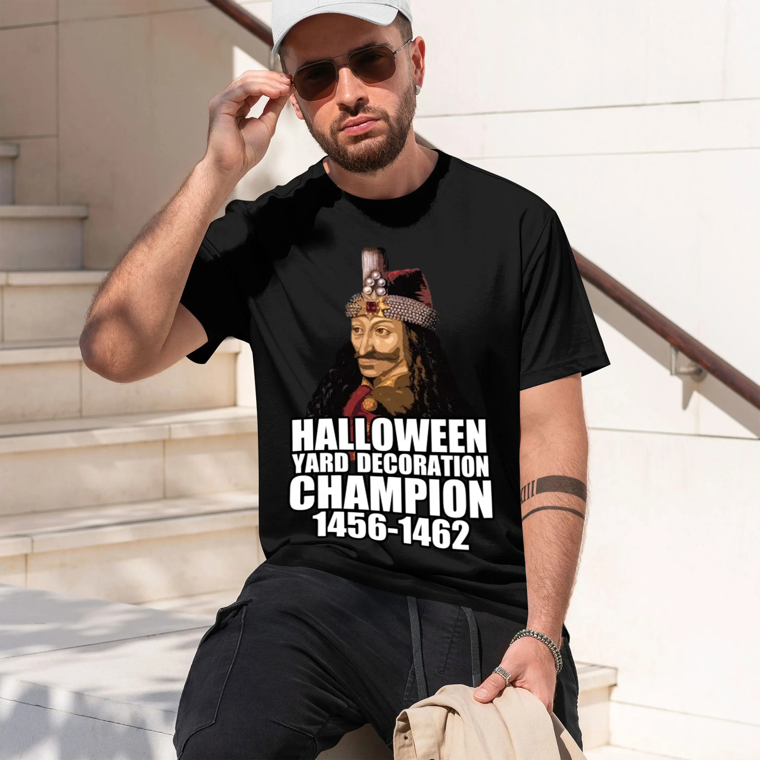 Halloween Yard Decoration Vlad The Impaler acula T-Shirt O-Neck Short Sve Summer Casual Mens T-shirt 2026 New Model Short-sleeve