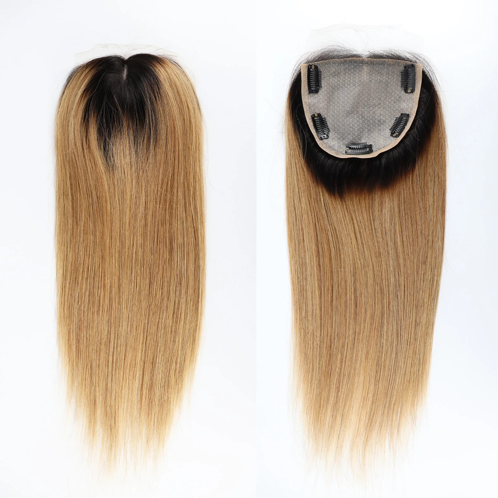 

Ombre Blonde Human Hair Topper Silk Skin Base Closure с кружевной передней частью, предварительно выщипанная шелковая верхняя часть волос на кожу головы с зажимом