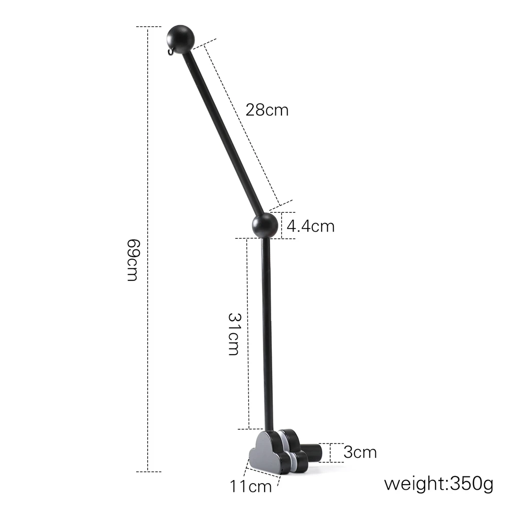 木製ベビーベッドベル漫画雲サポートブラケットベビーベッドモバイルベルポータブルベビーなだめるおもちゃ0〜12ヶ月モバイル音楽おもちゃ