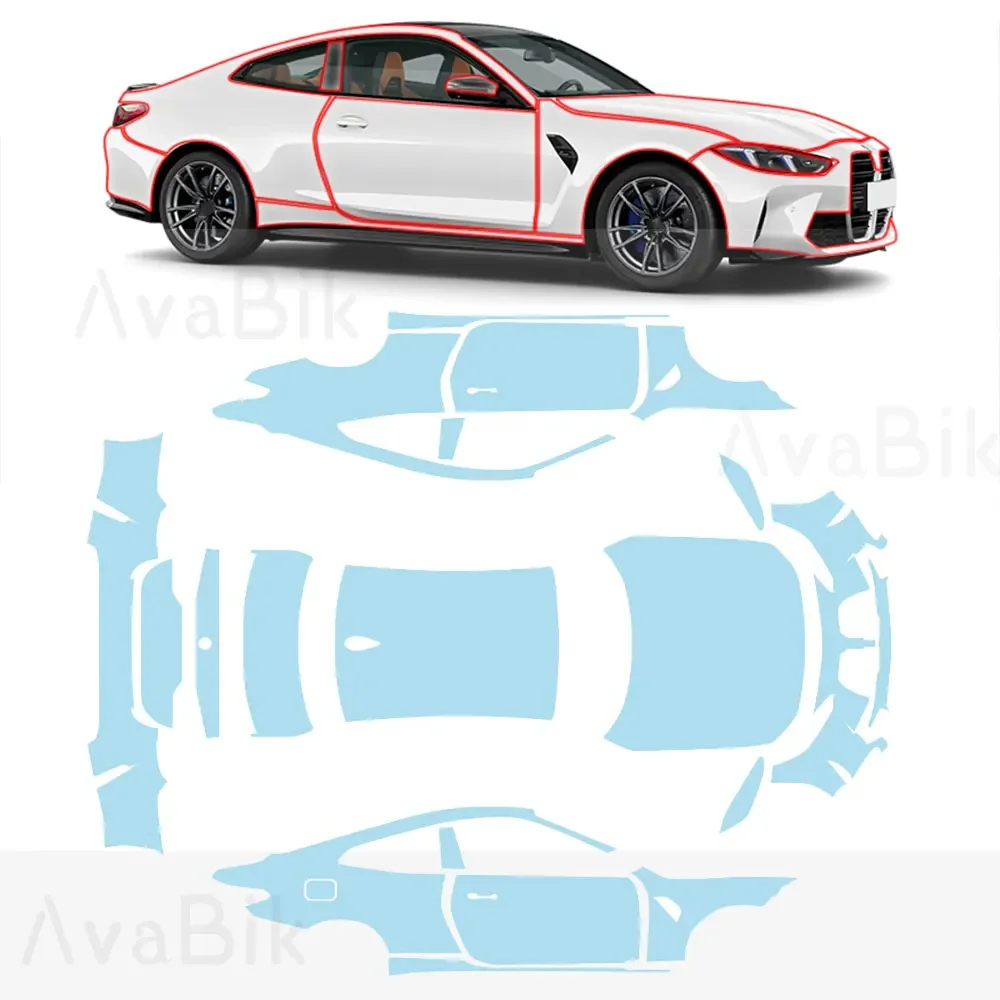 

Предварительно вырезанная защитная пленка из ТПУ PPF для автомобильной краски для BMW M4, желтая самоклеящаяся прозрачная комплект аксессуаров, наклейка PPF против царапин