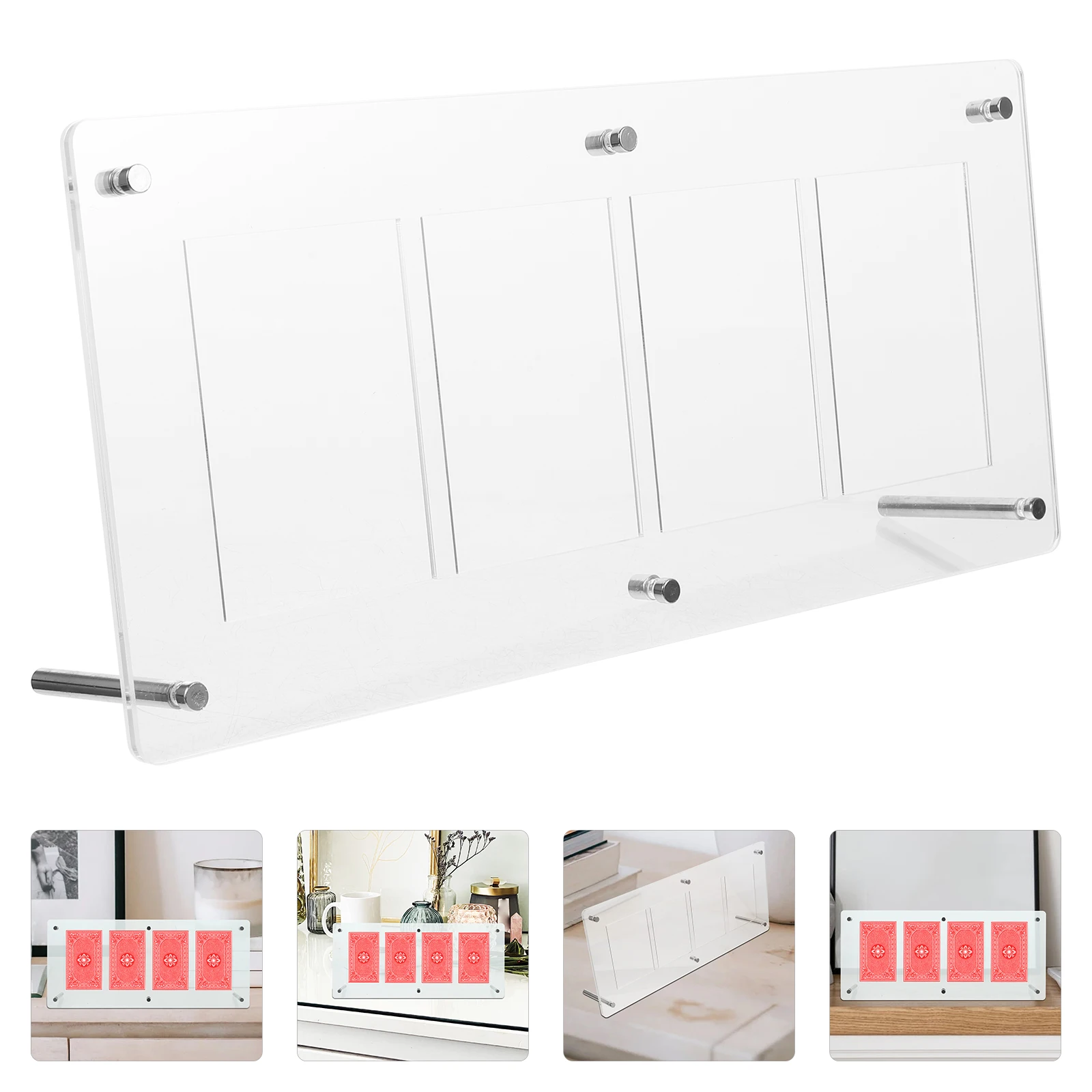 

Acrylic Display Stand for Game Card 4-slots Trading Cards Storage Display Holder Sports Cards Holder Game Card Frame Rack Deskto