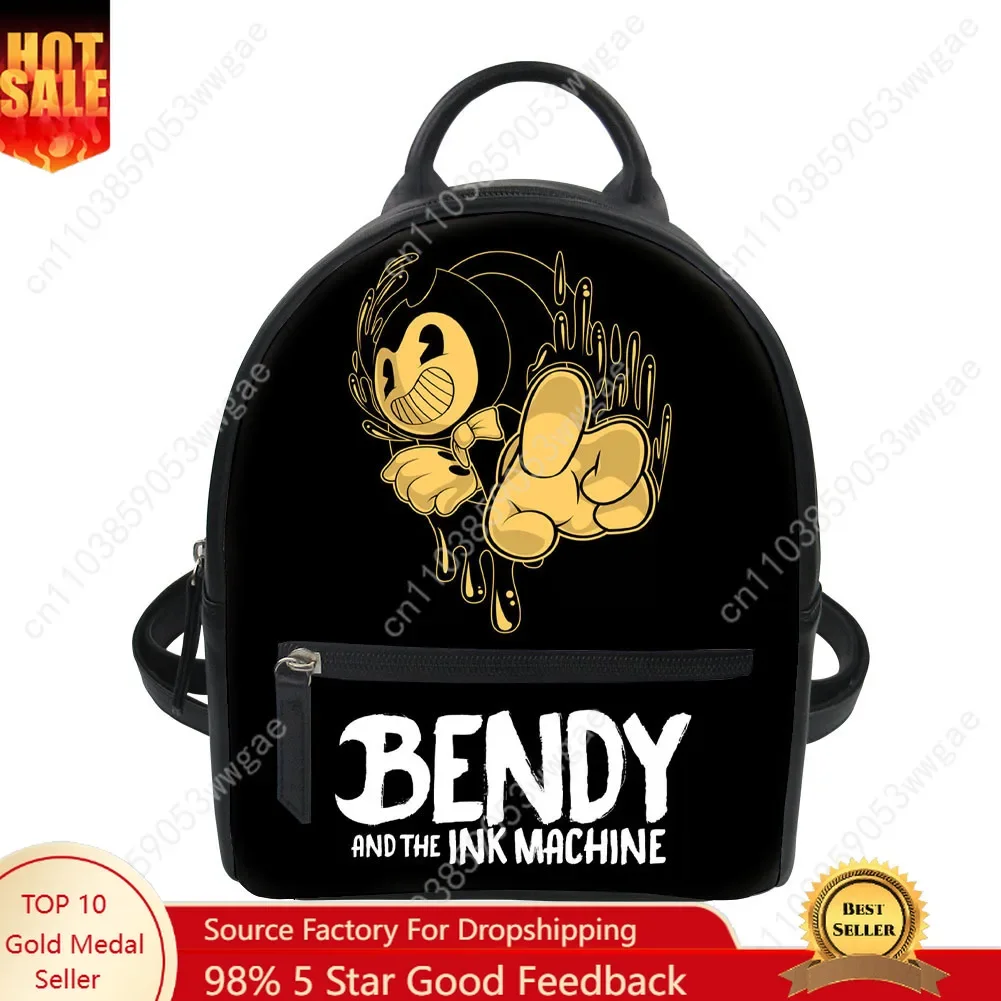 Bendy Anime Backpack Purse Womens Schoolbags Custom Made Double Shoulder Bag High Quality Mini Daypack Leather Travel Bag Gift