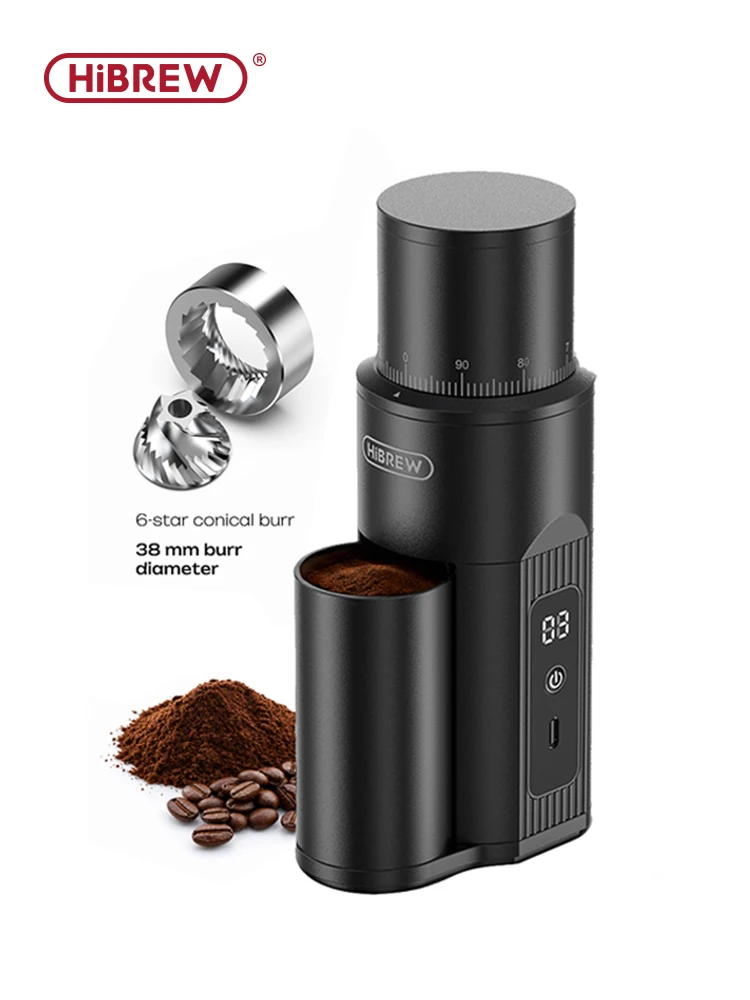 HiBREW G5 Mini Elektrische Kaffeemühle, Tragbare Wiederaufladbare Kabellose Einstellbare Bohnenmühle für Espresso, Pour Over, Camping