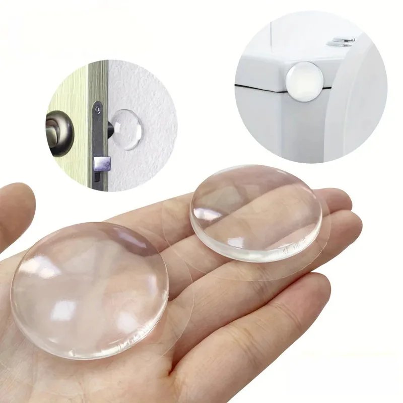 Shockproof Quiet Self-Stick Door Bumper Pads, Clear Water Resistant Soft Rubber Doorknob Buffer Cushions
