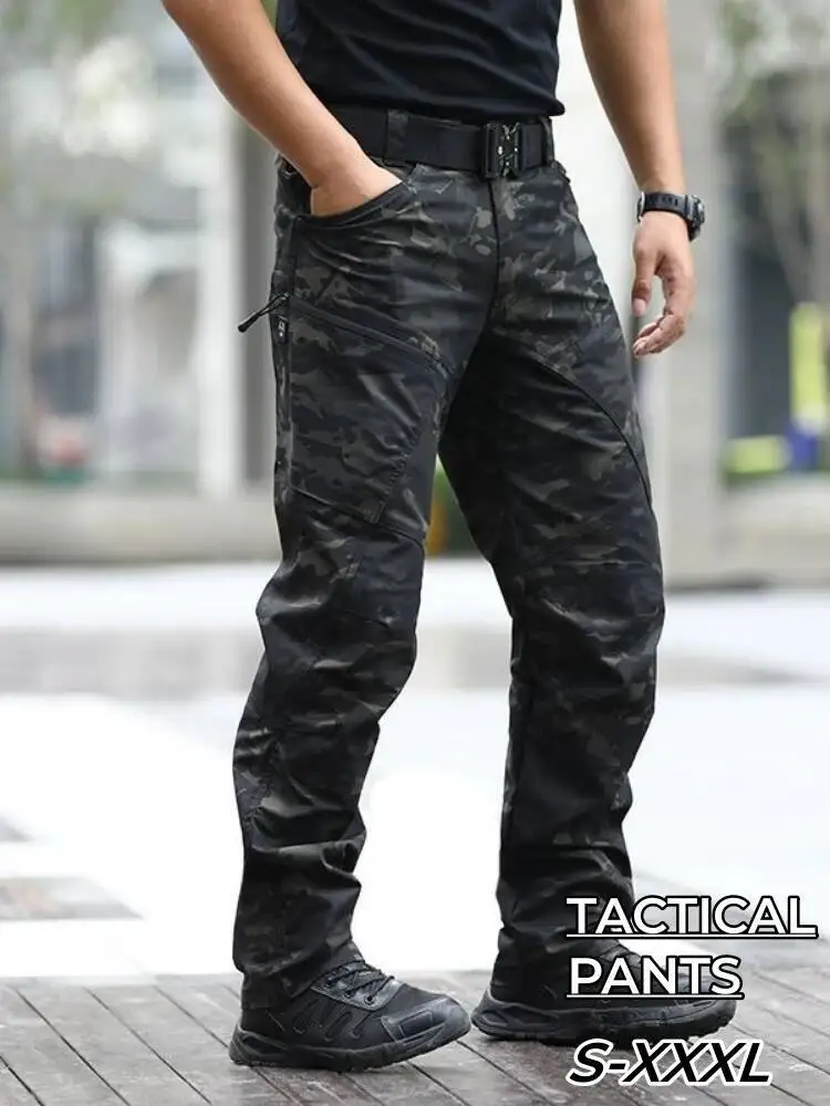 

Waterproof Commuter Tactical Men Camouflage Slim Work Cargo Pants Overalls Outdoor Combat Training Sport Trousers
