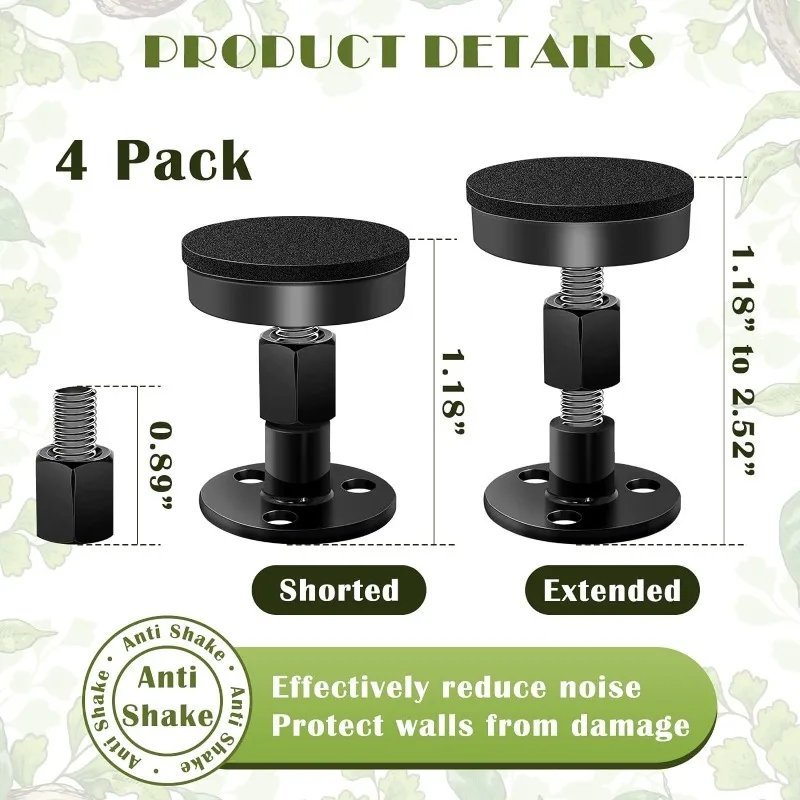 4 PCS Headboard Stoppers Adjustable Threaded Bed Frame Anti-Shake Tool Bedside Antishake Telescopic Support Stabilizer