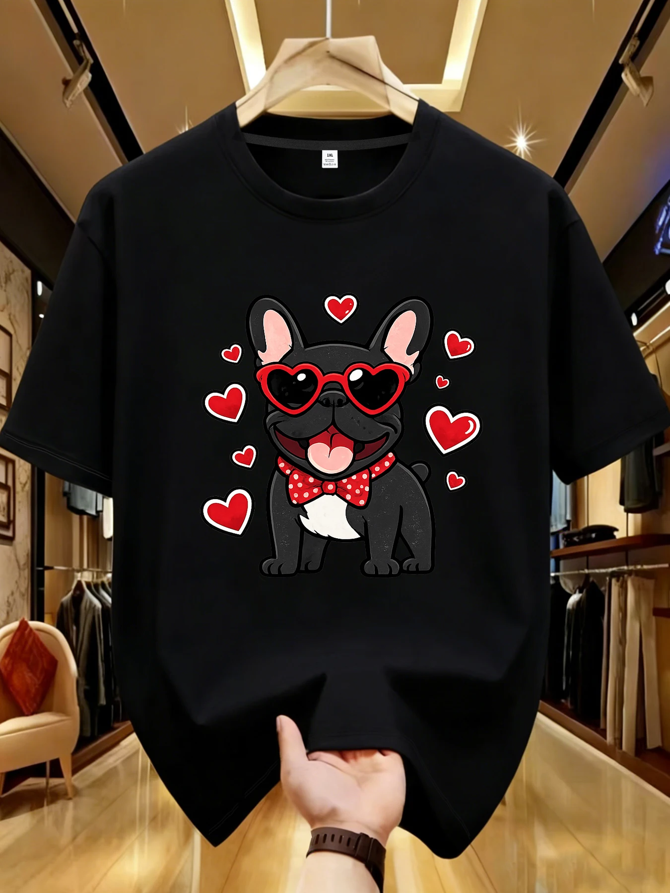 

【WDS01264】Puppy print plus size women's round neck T-shirt summer casual street fashion women's Joker short sleeve T-shirt