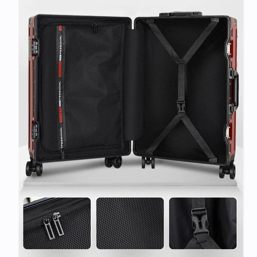 Universal Roda Tecnologia Bagagem, Transporte na Mala Cabine, Moldura De Alumínio, Moda Trolley Case, Luxo, Novo, 20 ", 26"