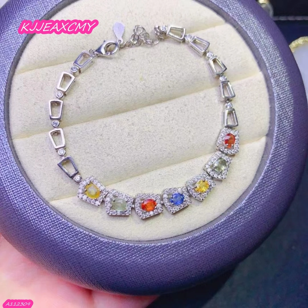 

KJJEAXCMY Brand Boutique Jewelry 925 Sterling Silver Natural Color Sapphire Women's Bracelet Girl Birthday Gift Christmas Party