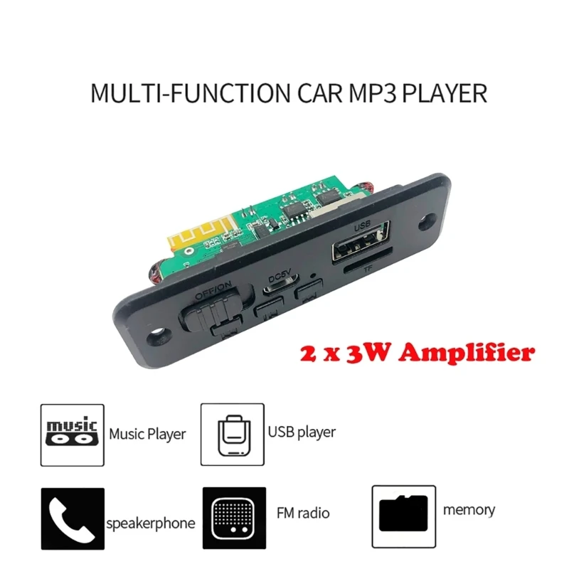 DIY 6W Board Music Player Vehicle Radio Call Recorder with Blue teeth