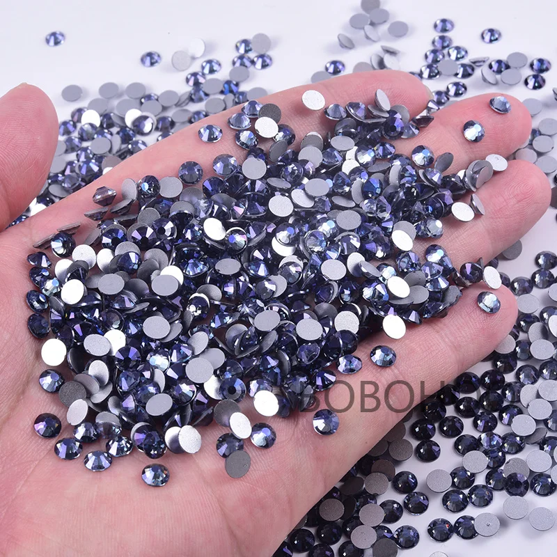 Bobohoo Black Glass Strass Nail Art Rhinestones Flatback Jet Glue On Stones Non Hotfix Rhinestones For Nail Art Decorations