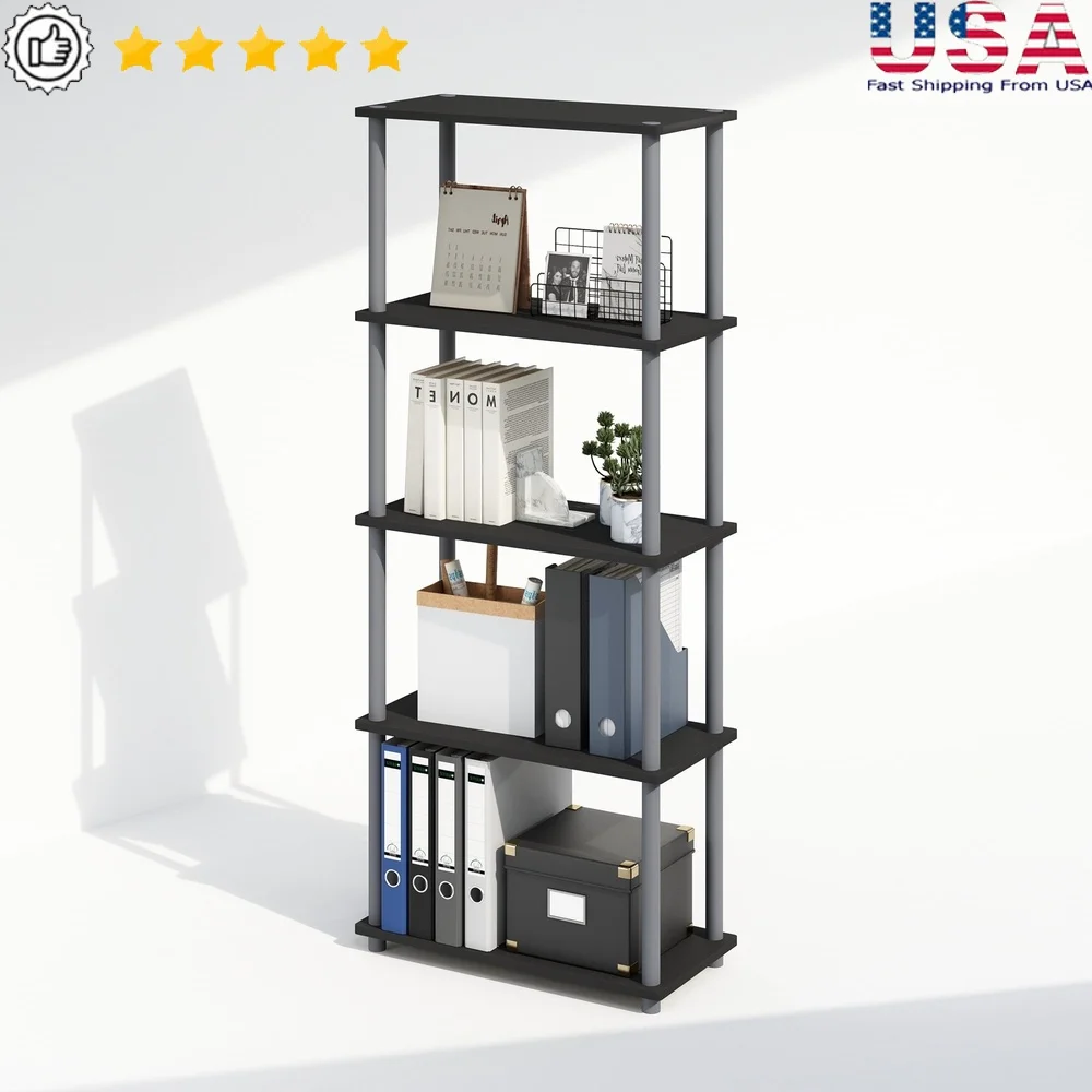 

5-Tier Multipurpose Compact Display Rack Shelving Unit Bookcase Storage and Organization Suitable Indoor Use Easy Assembly