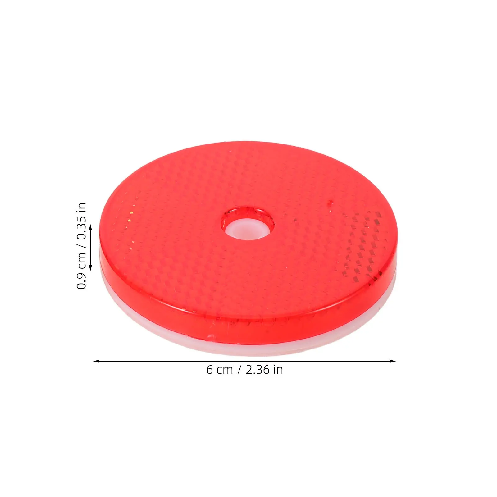 10Pcs Road Warning Outline Reflector Red Round Plastic Reflective Discs Strong Adhesive Back Outdoor Driveway Safety Markers