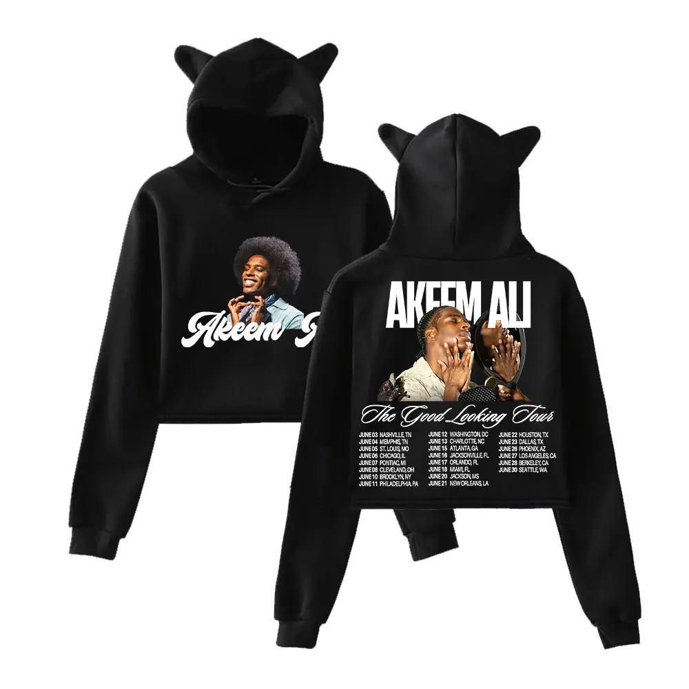 Akeem Ali The Good Looking Tour Merch moda pulóver mujer orejas de gato Sudadera con capucha sudaderas de manga larga ropa de mujer