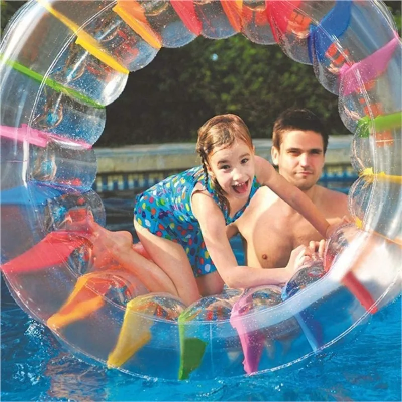 2023 Summer Kids Colorful Giant Water Inflatable Float Wheel Roller Float  Roll Ball Swimming Pool Grass Beach Sports Games Toys